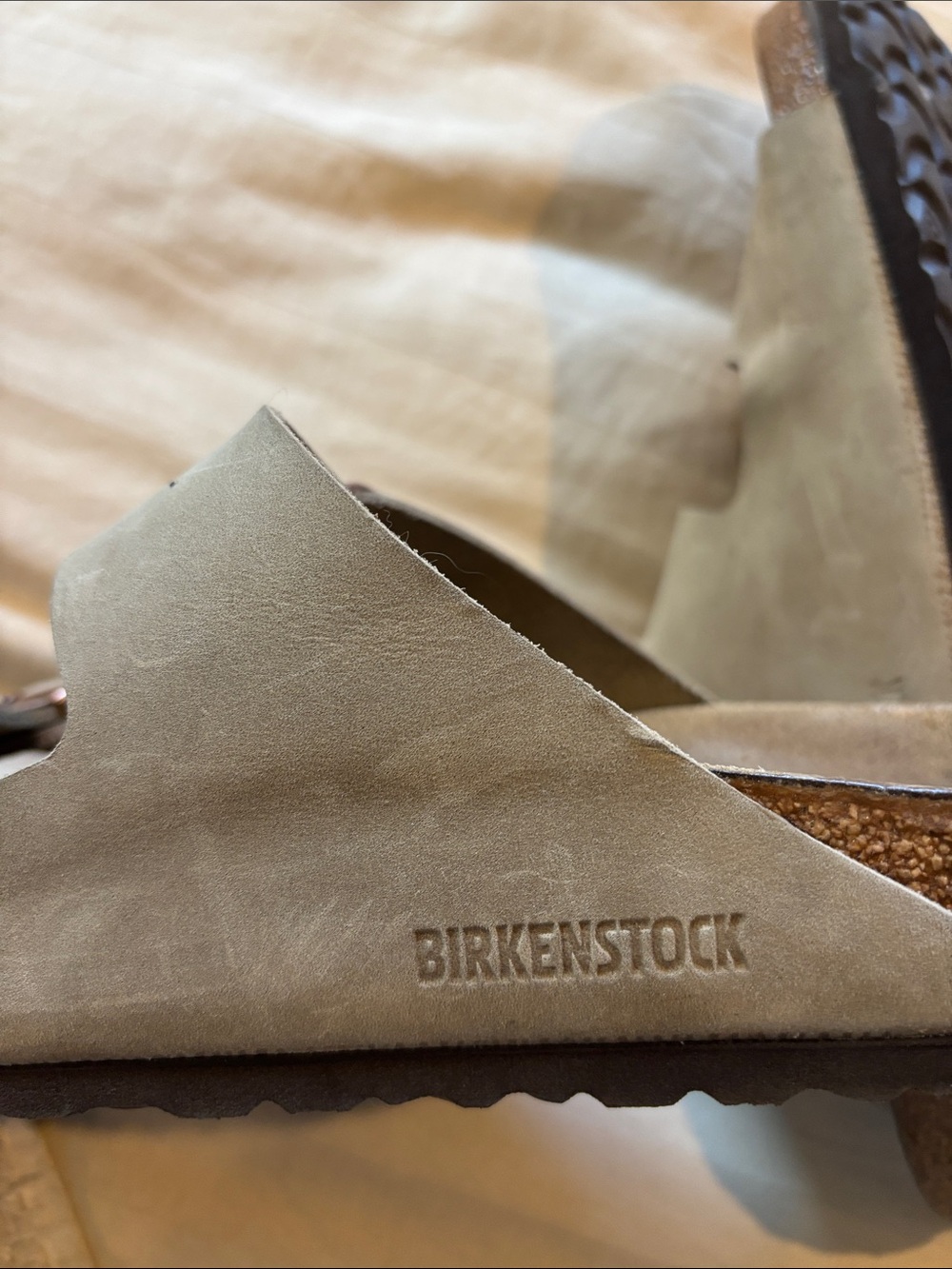 Birkenstock Arizona Sandals in Beige with Rose Gold Buckles worn 6 times - Picture 3 of 5